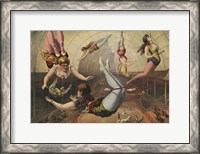 Framed Female Acrobats on Trapezes at Circus