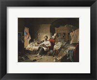 Framed President Lincoln, writing the Proclamation of Freedom, January 1, 1863