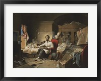 Framed President Lincoln, writing the Proclamation of Freedom, January 1, 1863