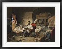 Framed President Lincoln, writing the Proclamation of Freedom, January 1, 1863