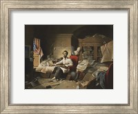 Framed President Lincoln, writing the Proclamation of Freedom, January 1, 1863