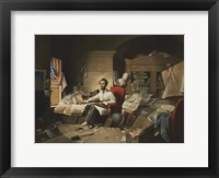 Framed President Lincoln, writing the Proclamation of Freedom, January 1, 1863