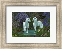 Framed Mare and Stallion White Unicorns