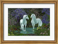 Framed Mare and Stallion White Unicorns