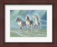 Framed Herd of Unicorns Gallop Through the Waves