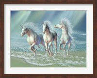 Framed Herd of Unicorns Gallop Through the Waves