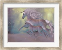Framed Adult and Baby Unicorn
