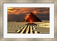 Framed Aliens Visiting An Ancient Egyptian Pyramid Maze