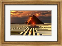 Framed Aliens Visiting An Ancient Egyptian Pyramid Maze
