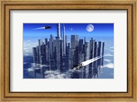 Framed Futuristic City Floating in the Sky