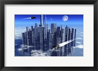 Framed Futuristic City Floating in the Sky