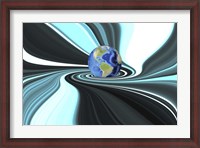 Framed Planet Earth in Swirling Colorful Background