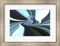 Framed Planet Earth in Swirling Colorful Background