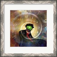 Framed Man in Black Suit Magritte Style Time Spiral in Universe