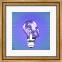 Framed Head Light Bulb With Binary Code