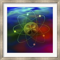 Framed Atom and Film On Colorful Background