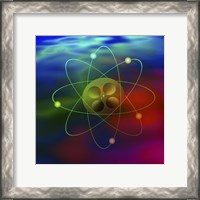 Framed Atom and Film On Colorful Background