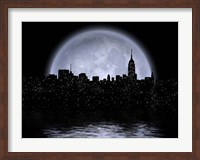 Framed NYC Cityscape Reflects in the Moon