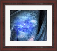 Framed Cyborg Woman Cries Binary Code, Circuit Pattern