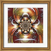 Framed Mirrored Round Fractal With a Picture of Eclipse