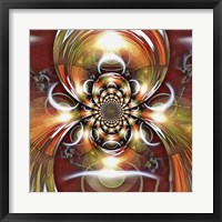 Framed Mirrored Round Fractal With a Picture of Eclipse
