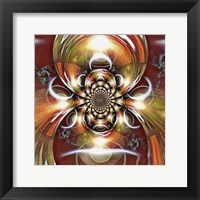 Framed Mirrored Round Fractal With a Picture of Eclipse