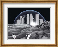 Framed Lunar City and Astronauts