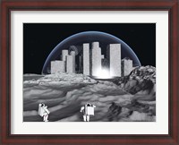 Framed Lunar City and Astronauts