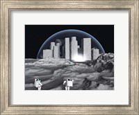 Framed Lunar City and Astronauts