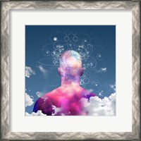 Framed Mans Head With Stars and Clouds