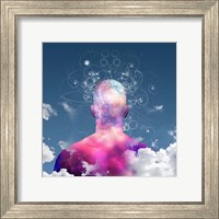 Framed Mans Head With Stars and Clouds