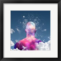 Framed Mans Head With Stars and Clouds