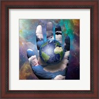 Framed Earth and Hand Before Cosmos