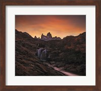 Framed Waterfall Sunset