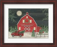 Framed Full Moon Christmas Tree Farm