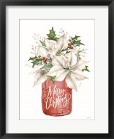 Framed Merry Christmas Poinsettias