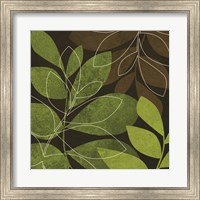 Framed Green Brown Leaves 2