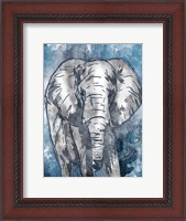 Framed Grey Blue Elephant