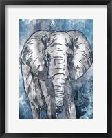 Framed Grey Blue Elephant