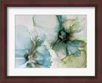 Framed Sage And Teal Flowers 1
