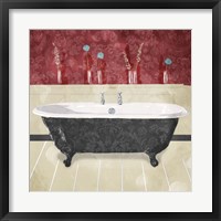 Framed Bathroom Florals Crimson 2