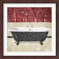 Framed Bathroom Florals Crimson 2