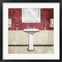 Framed Bathroom Florals Crimson 3