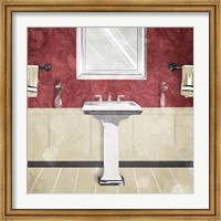 Framed Bathroom Florals Crimson 3