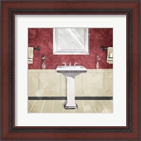 Framed Bathroom Florals Crimson 3