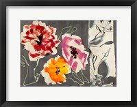 Framed Neon Flowers I