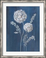 Framed Airy Blooms II Dark Blue