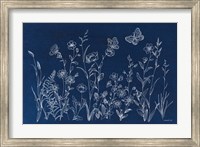 Framed Blue Butterfly Garden