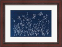 Framed Blue Butterfly Garden