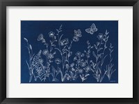 Framed Blue Butterfly Garden